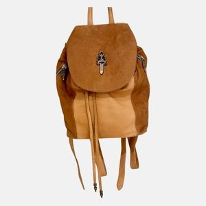 CHROME HEARTS Leather & Suede Iggy Drawstring Backpack TAN